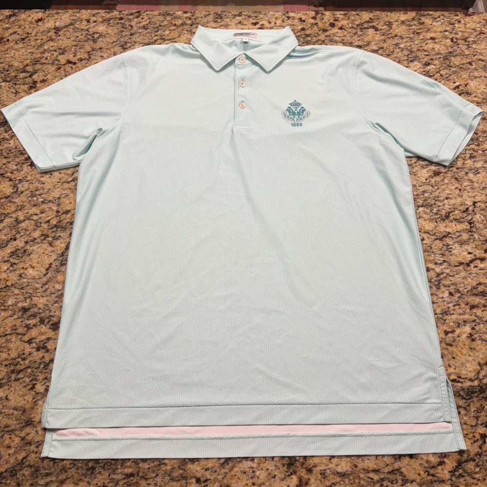 Peter Millar Summer Comfort Polo Shirt Mens Large Royal Dublin Golf Club Aqua ws